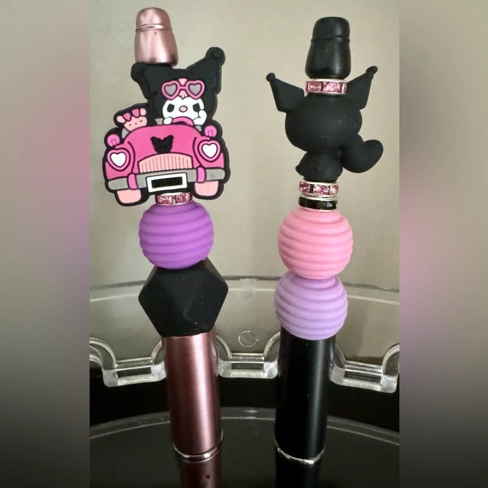 Kuromi Set of TWO Handcrafted Writing Pens Hello Kitty & Friends Sanrio